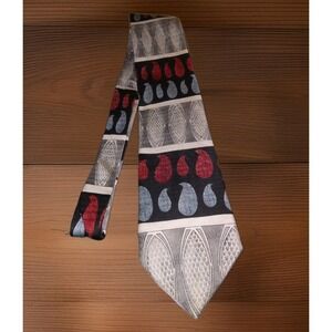Vtg 80s Hanover St Tie Works Ltd Tie Mens Silk Geometric  Necktie Made USA